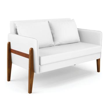 Imagem de Sofá Namoradeira Lana Corino Branco Base De Madeira - D'rossi