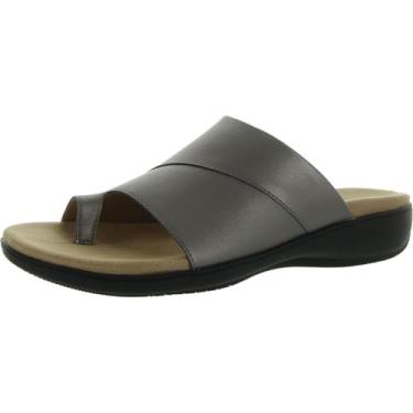 Imagem de Trotters Sandália feminina Regina rasteira, estanho, 6.5 X-Wide