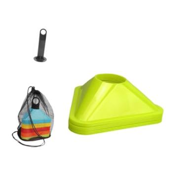 Imagem de Baoblaze 10 peças cones de treinamento triangulares de futebol, suprimentos de marcadores de treinamento esportivo, acessórios portáteis e leves para agilidade, Verde
