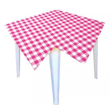 Imagem de Toalha Mesa de TNT Estampada Redonda 1,35 Diâmetro - 3 Uni Xadrez ROSA