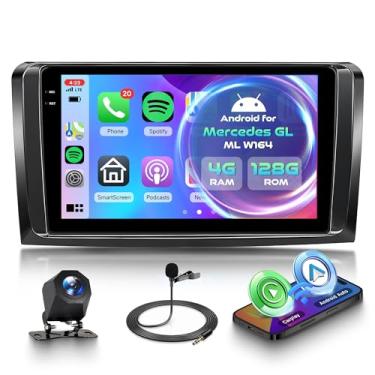 Imagem de Rádio veicular Android 4G + 128G para Mercedes Benz GL ML W164 X164 ML350 ML500 ML280 GL320 GL350 GL450 2005-2011, 22.9 cm Wireless CarPlay Android Auto Car Stereo Mirror Link GPS BT FM RDS SWC Câmera