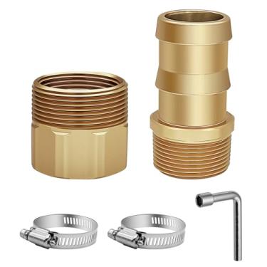 Imagem de Temsteel 2 peças de conectores de mangueira de bomba Sunp, adaptador de farpa de bomba de depósito de metal de 3,5 cm, válvula de fluxo traseiro de sucção, farpa de 3,5 cm para encaixe MPT de 3,5 cm e