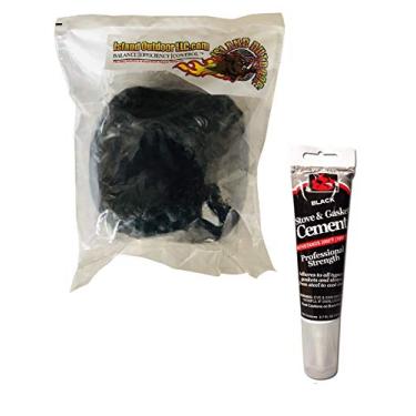 Imagem de LavaLock Gaxeta e cola de substituição de fogão a lenha para fogões a lenha - gaxetas de fibra de vidro impregnadas de grafite cimento adesivo (corda de 3/4 x 84 com cola)