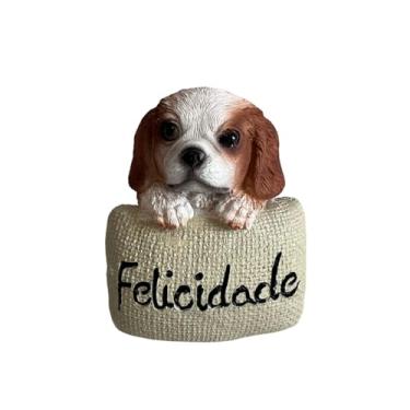 Imagem de Decoração Resina Cachorro Placa Felicidade, Base com Frase, Decoração para Casa