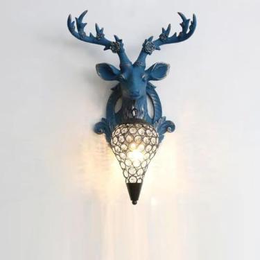 Imagem de Luminária de parede contemporânea em formato de veado, ideal para sala de estar, quarto, escritório, casa de campo, hotel, quarto infantil e corredor, com iluminação LED (Estilo A)
