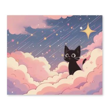 Imagem de RLTXBUK Kits de arte de diamante de gato preto, presentes para mulheres para adultos, crianças, iniciantes, amantes de animais de estimação, presentes para mulheres 24 x 29 cm