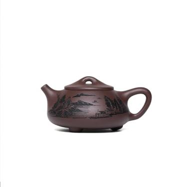 Imagem de Bule de chá Zisha feito à mão, bule de chá de argila roxa Yixing chinês 270 cc, infusor de chá de folhas soltas de kungfu chinês