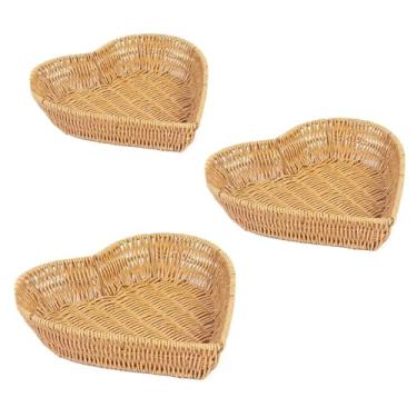 Imagem de Elegante cesta de servir pão marrom de vime, bandeja retangular delicada para piqueniques de cozinha e decoração de sala de jantar