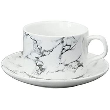 Imagem de Xícaras de café e pires de cerâmica, 153 g/160 ml, xícaras de café expresso reutilizáveis, xícara de chá de abacaxi com alça para chá de cacau, milkshake, bebidas quentes