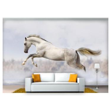 Imagem de Papel De Parede Animais Cavalo Branco 3D Anm107 - Você Decora