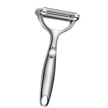 Imagem de InfyniteShores Descascador de cozinha multifuncional de aço inoxidável para frutas e legumes – Descascador de legumes 2 em 1 e descascador Julienne