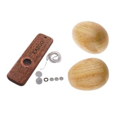 Imagem de harayaa Kazoo de madeira com cordão, instrumento musical, chocalho em formato de ovo, fácil de aprender para iniciantes e amantes da música, brinquedo musical