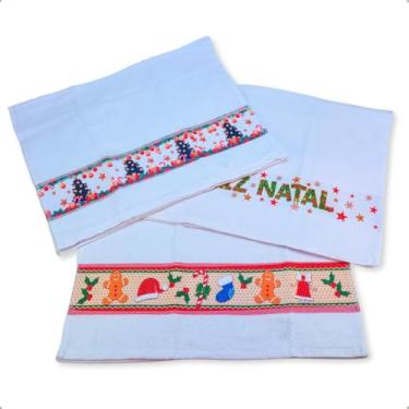 Imagem de Pano Prato Copa Atoalhado Algodão Decorado Natal (Branco)