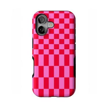 Imagem de Casely Capa para iPhone 17 | Vibe Check | Tabuleiro de xadrez rosa | Design protetor arrojado | Compatível com MagSafe