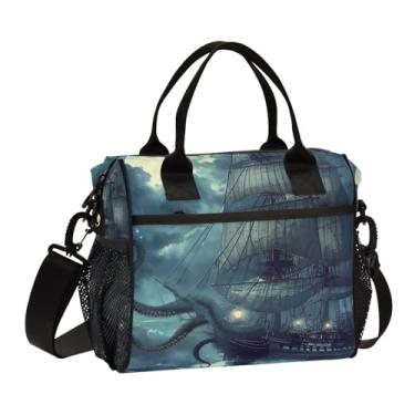 Imagem de ATTX Lancheira isolada para navio pirata – bolsa térmica portátil grande com alça removível para trabalho, praia, piquenique #704