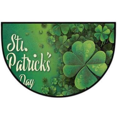 Imagem de Tapete de porta meio redondo, dia de São Patrício, antiderrapante, absorvente, semicírculo, tapetes laváveis, meia lua, para ambientes internos, pátio, cozinha, banheiro, entrada, lareira, decoração