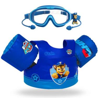 Imagem de Kit Criança Boia e Colete SalvaVidas Óculos Natação Infantil Piscina e