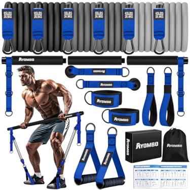 Imagem de Equipamento de pilates resistente, kit de barra de pilates com faixas de resistência para homens, conjunto de academia em casa ajustável para treino de corpo inteiro, treinamento de força para pernas