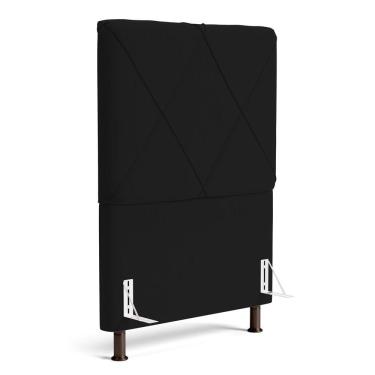 Imagem de Cabeceira Cama Box Solteiro Mel 90cm Com Frame Veludo Preto - Abmaza