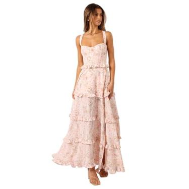 Imagem de Petal & Pup Vestido longo feminino Lillee em camadas, floral rosa, Rosa floral, P