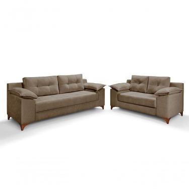 Imagem de Conjunto Sofá Ibiza 3 E 2 Lugares 2,22m E 1,57m Veludo Confortável Avelã 205