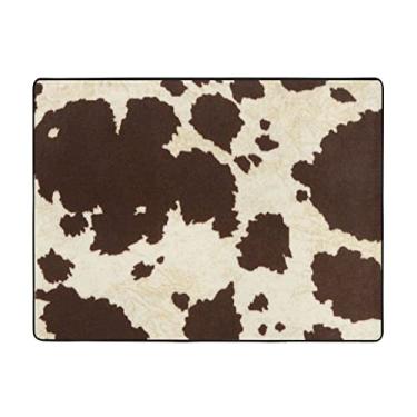 Imagem de ZERAOKE Tapete de área com estampa de pele de vaca 48 x 163 cm, lavável na máquina com suporte antiderrapante, tapetes macios para sala de estar, quarto, entrada, quarto de crianças, decoração de casa
