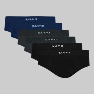 Imagem de Kit 6 Cuecas Lupo Slip Micromodal Sem Costura 00681, Azul marinho, Gra