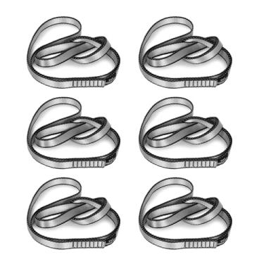 Imagem de VFKENA Correia de nylon para escalada de 18 mm 23KN CE2008/EN566 tiras fortes para escalada, montanhismo, rapel, balanço, rede de ioga, etc. (cinza, 90 cm / 35 polegadas | Pacote com 6)