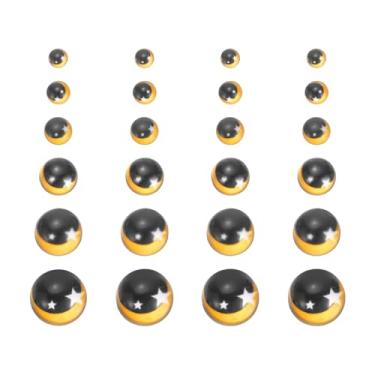 Imagem de PATIKIL 24 peças de olhos de cabochão lua, 4/5/6/8/10/12 mm estrela de vidro cabochão boneca artesanato olho para fazer bonecas argila crochê animais artesanato faça você mesmo, amarelo/preto