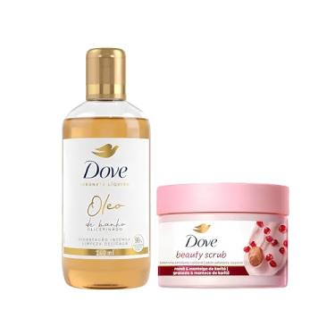 Imagem de Kit Dove Sabonete Líquido Óleo de Banho Glicerinado 240ml + Sabonete Esfoliante Corporal Beauty Scrub Romã e Manteiga de Karité 280g