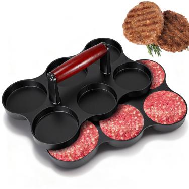 Imagem de Teenyyou Mini prensa de hambúrguer para fazer hambúrgueres de carne pequena forma redonda para mini hambúrguer, churrasco, piquenique, acampamento, etc. (seis moldes de 6,7 cm)