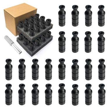 Imagem de LASYEND Pacote com 24 âncoras de cobertura de piscina atualizadas com parafusos de cabeça e ferramenta de alumínio - Plástico reforçado com fibra de vidro, resistente à corrosão, orifício universal de