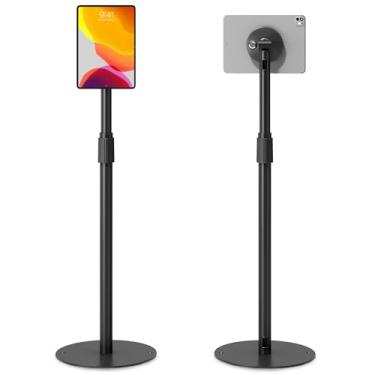 Imagem de monTEK Suporte antifurto para tablet, quiosque universal para tablet sem moldura com trava de segurança para tela de 7 a 15 polegadas, suporte de chão ajustável em altura compatível com iPad Pro/Air