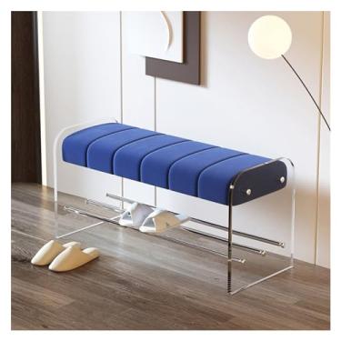 Imagem de FAMEOYA Banco de armazenamento de sapatos, luz de luxo criativa para troca de sapatos, banco de acrílico transparente para quarto, vestiário, porta de casa, banco de sapatos