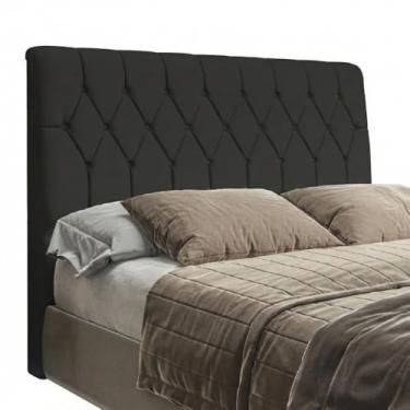 Imagem de Cabeceira Estofada Casal Mdf Veloplus Almofadada Cama Box Quarto 140 Cm Com Pés Madeira Preto