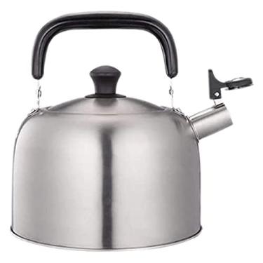 Imagem de YYBOES Chaleira de assobio, chaleira de apito para fogão a gás, chaleira de apito de aço inoxidável de grau alimentício, bule de chá, cabo dobrável ergonômico resistente ao calor para fogão de indução