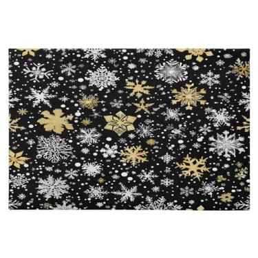 Imagem de CEBUGI Tapete de área 60 x 90 cm macio lavável tapete antiderrapante com revestimento de borracha flocos de neve tapetes de área para sala de estar, quarto, decoração de casa