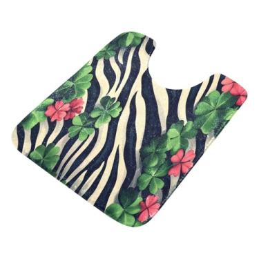 Imagem de Burbuja Tapete de banheiro St. Patrick Clover, tapete de banho absorvente de pelúcia macio, base antiderrapante para piso de banheiro, oval em forma de U