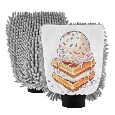 Imagem de STAYTOP Deliciosas luvas de lavagem de carro para sorvete, 2 peças, luvas de microfibra de chenille, sem arranhões, panos de esponja de lavagem ultra absorventes para carros, limpeza doméstica - L