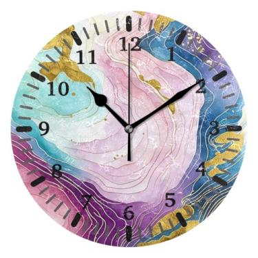 Imagem de CEBUGI Relógio de parede de fundo abstrato operado por bateria, relógios de parede silenciosos sem tique-taque para cozinha, banheiro, quarto, escritório, decoração 25,4 cm