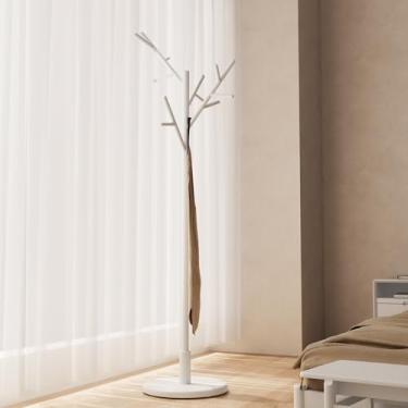 Imagem de Muwuele Cabideiro, cabideiro de madeira maciça independente com 12 ganchos, árvore de casaco independente 3 alturas ajustáveis para casaco, chapéus, bolsas, suporte de casaco para entrada, quarto