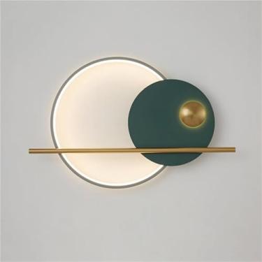 Imagem de Aplique de parede LED estilo nórdico, luminária de parede moderna estilo art déco, luminária de parede decorativa de interior com anel redondo, 23W, com fio, para sala de estar, quarto, cabe