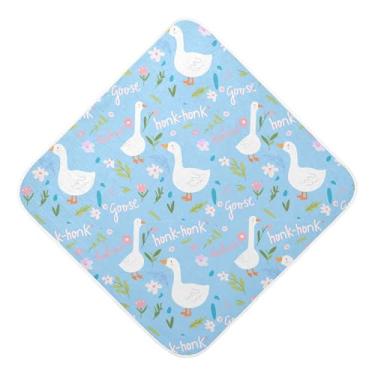Imagem de Burbuja Toalha de banho de bebê com gansos fofos - Toalha com capuz de musselina macia e absorvente para recém-nascidos, 89 x 89 cm