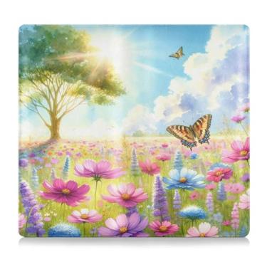 Imagem de Burbuja Porta-registro de carro e seguro, caixa de luvas de couro ensolarado campo de flores para veículos, organizador de documentos, carteira de documentos, acessórios