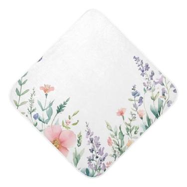 Imagem de STAYTOP Toalhas de bebê com capuz de musselina de flores silvestres e borboletas, toalha de banho super macia, toalhas de banho absorventes para banho recém-nascido unissex 89 x 89 cm