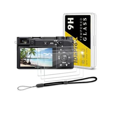 Imagem de Protetor de tela para Sony Alpha A6600 A6400 A6300 A6100 A6000 A5000 e cordão de mão [3 + 1 unidade], vidro temperado iDaPro