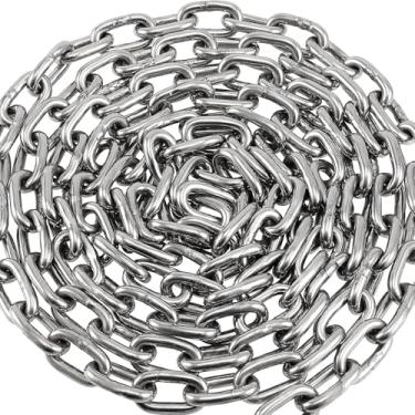 Imagem de NULTRUMA Corrente de metal soldada resistente de 7 metros x 0,9 cm, corrente soldada de aço fundido para pendurar na porta de garagem, reboque, balanço, varal, guarda-corpos, acampamento, anti-roubo