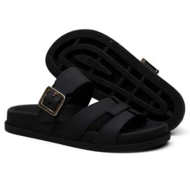 Imagem de Sandalia Nuvem Microexpandido Feminino com Fivela na cor Preta-Feminino