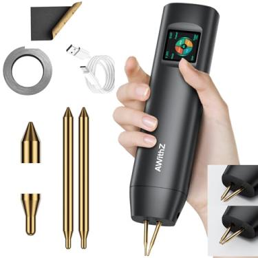 Imagem de Soldador a ponto de bateria portátil 18650 com tela LCD de 1,5 polegadas, AWithZ dupla extremidade 99 níveis ajustáveis, modos automático/manual, interface de usuário de 7 idiomas - ferramenta de