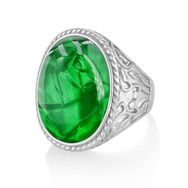 Imagem de FYNSBLE Anéis de titânio turquesa/azul para homens, árvore da vida, anéis de sinete vintage, joia de luxo presente para homens, pai, ajuste confortável, tamanho 8-12, Tântalo, Verde